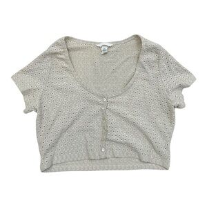 H&M Beige Eyelet Crop Top - Size XXL